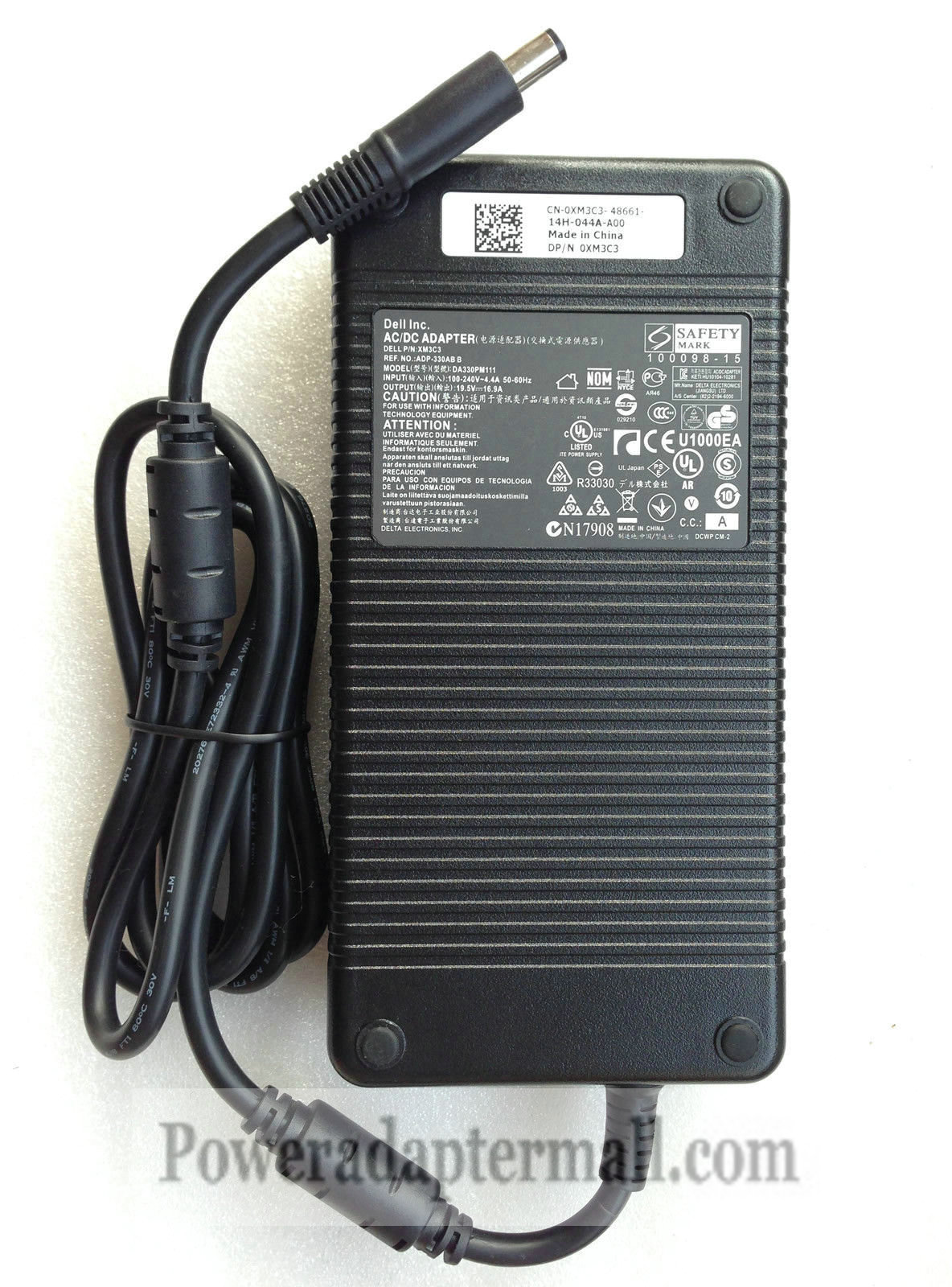 330W Dell 0XM3C3 XM3C3 DA330PM111 AC Power Adapter Charger